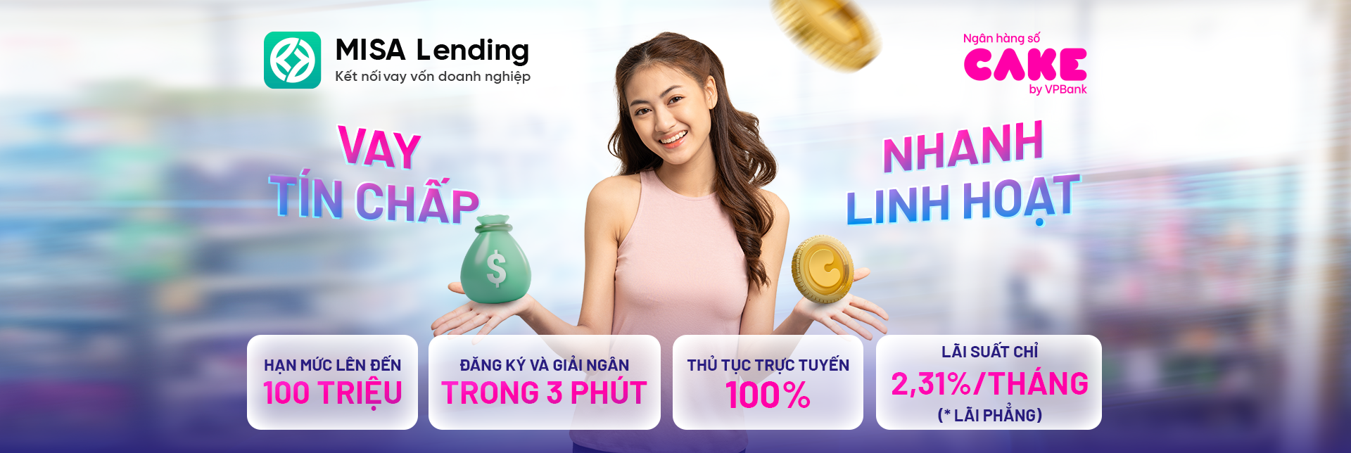 Vay nhanh linh hoạt, giải ngân trong 3 phút với CAKE by VPBank và MISA Lending