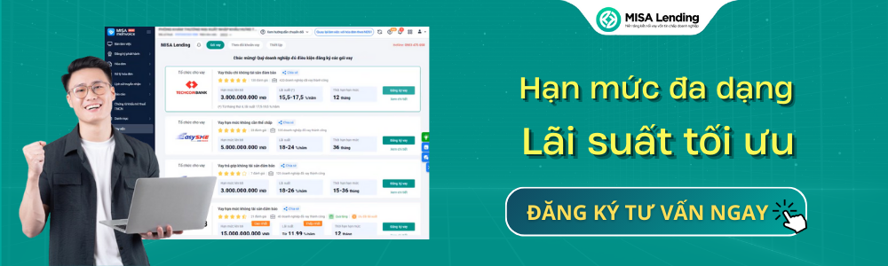 MISA Lending hỗ trợ doanh nghiệp xoay vòng vốn nhanh chóng với đa dạng gói vay. 